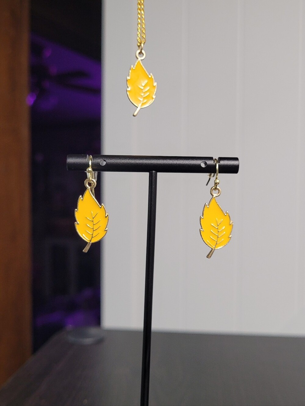 Hand Crafted Yellow Leaf Dangle Earrings - Women Jewelry